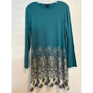 J. Jill Wearever Collection Tunic Top Womens Size Small Paisley Print Green